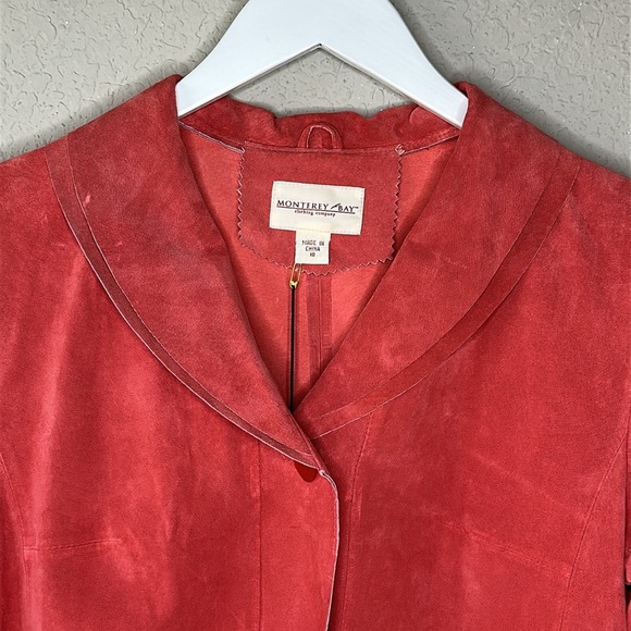 NWT Monterey Bay Clothing Company Suede Ruffle Hem Peach Orange Jacket Size 10 - Picture 2 of 16